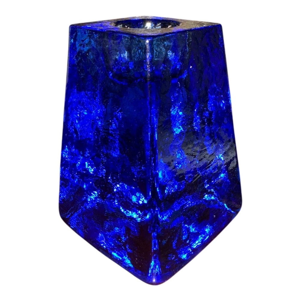 Fire & Light Cobalt Taper Candle Holder Signed